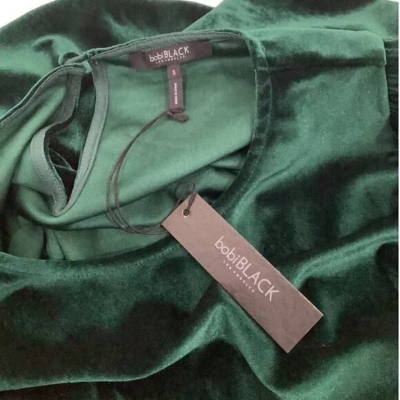 Bobi Mercy Dress Hunter Green Lantern Sleeve Velvet A Line Size Small - Picture 8 of 11